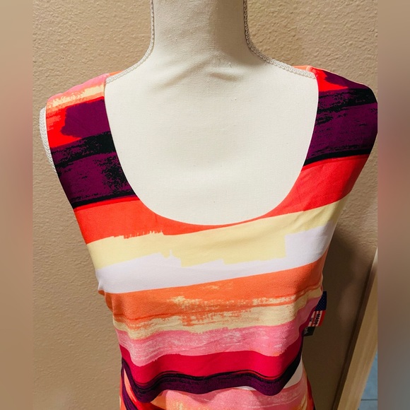 R&M Beautiful Sundress Maxi pink white black orange colorful light 14 new! - Picture 4 of 8